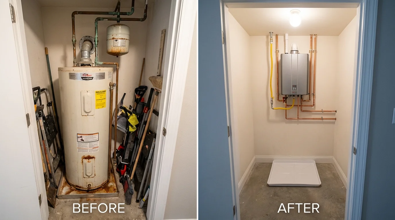 Tank water heater versus wall-mounted tankless unit comparison for Medina, TN homeowners
